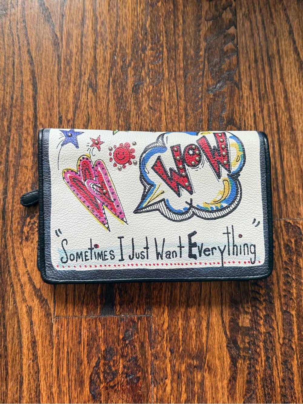 Brighton White Zip Wallet with Multicolor Pop Art